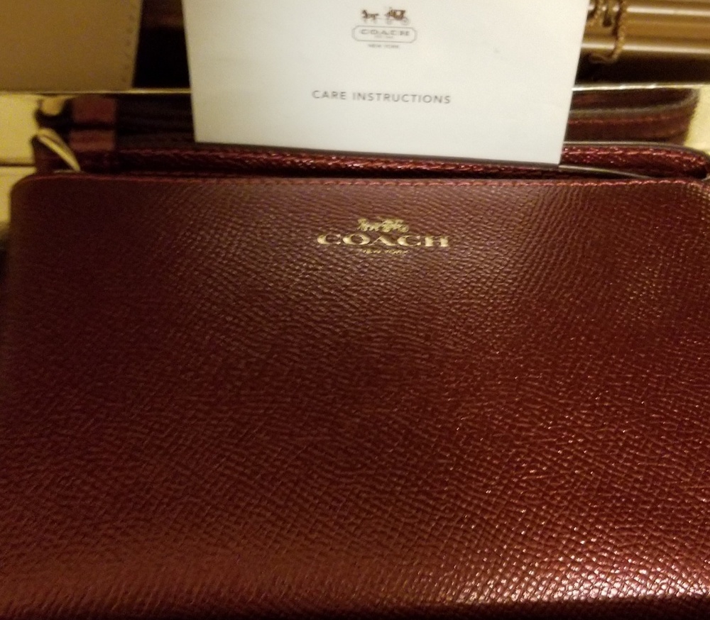 Coach Burgandy Shiney Wristlet